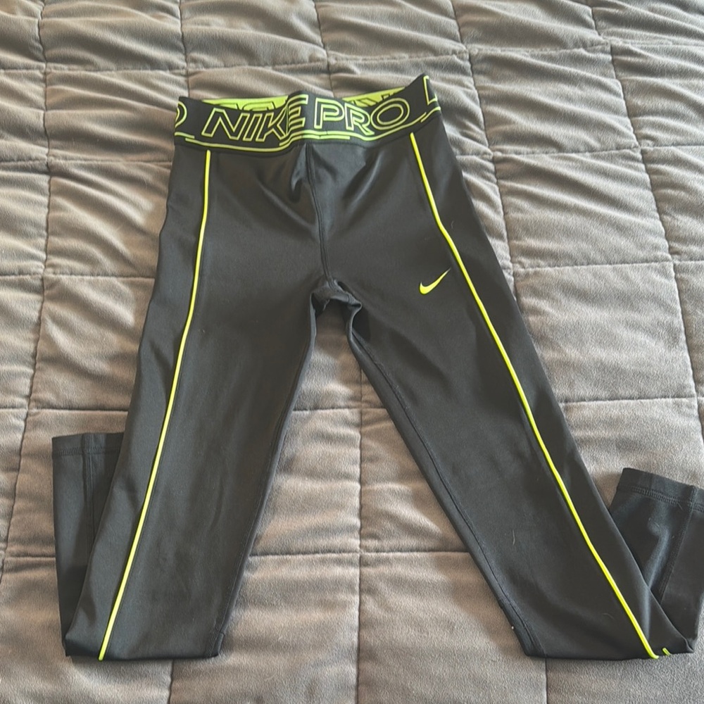 Nike Kids Black and Yellow Leggings